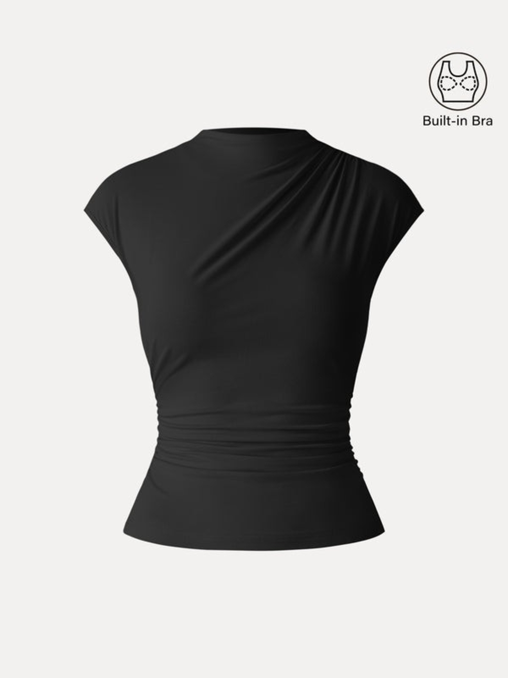 OGL Black Eco-SkinKiss® Mockneck Ruched Cropped Bra Top